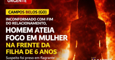 CAMPOS BELOS (GO) – Inconformado com fim do relacionamento, homem ateia fogo em mulher na frente da filha de 6 anos.